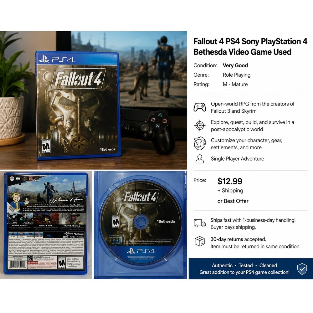 Fallout 4 PS4 Sony PlayStation 4 Bethesda Video‎ Game Used